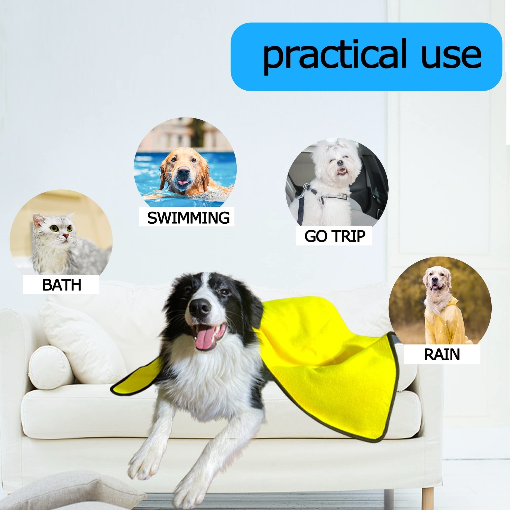 Serviette pour Chiens et Chats - Tissu Microfibre Super Absorbant