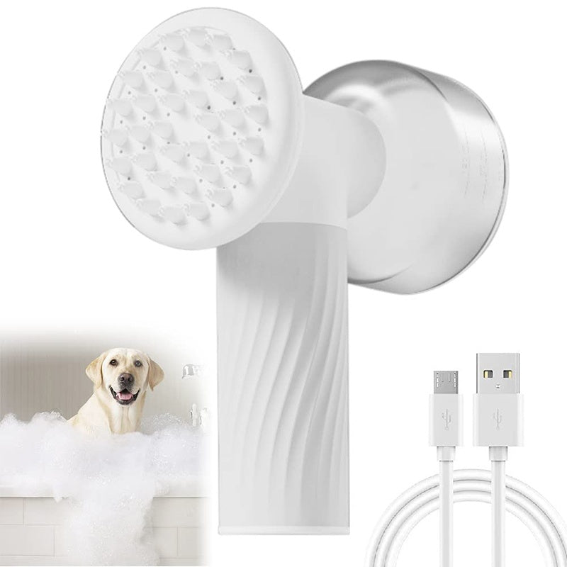 Brosse de Bain Automatique pour Chiens et Chats avec Distributeur de Savon