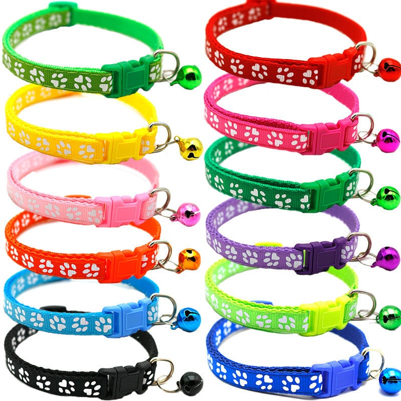 Colliers de chat avec clochettes, disponibles en plusieurs couleurs, pour identification des animaux de compagnie.