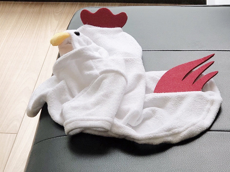 Pull pour chien en forme de coq avec capuche, confort en coton pour animaux.