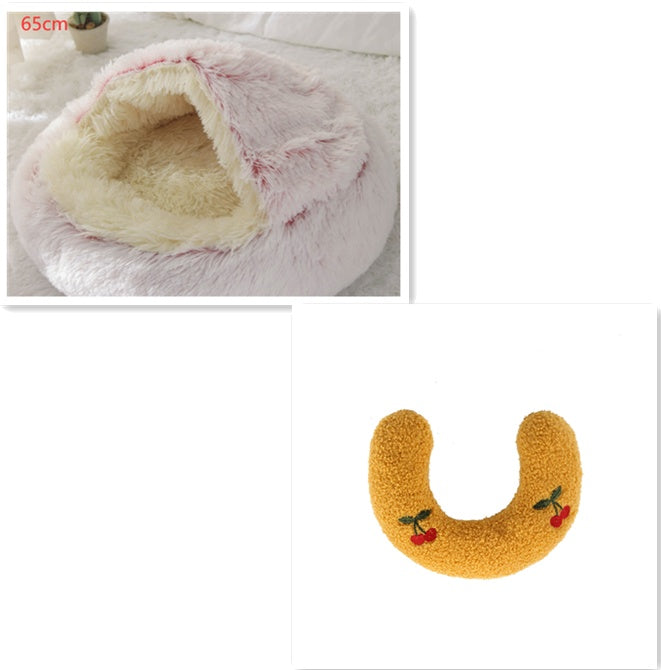Lit Douillet 2 En 1 pour Chiens et Chats - Lit d'Hiver Rond en Peluche