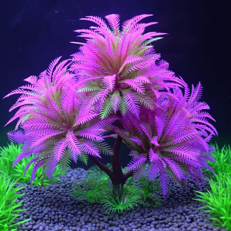 Plante aquatique artificielle rose pour aquarium, 15 cm, idéale pour décorer et abriter vos poissons.
