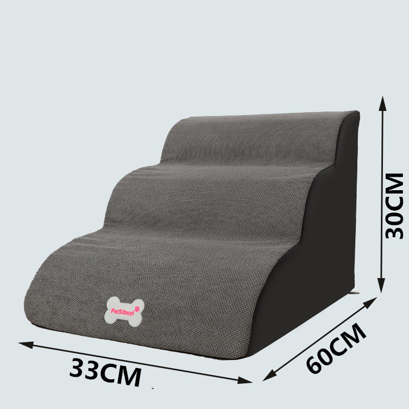Échelle de montée pour chiens en peluche, pratique et esthétique, facilite l'accès aux canapés et lits.