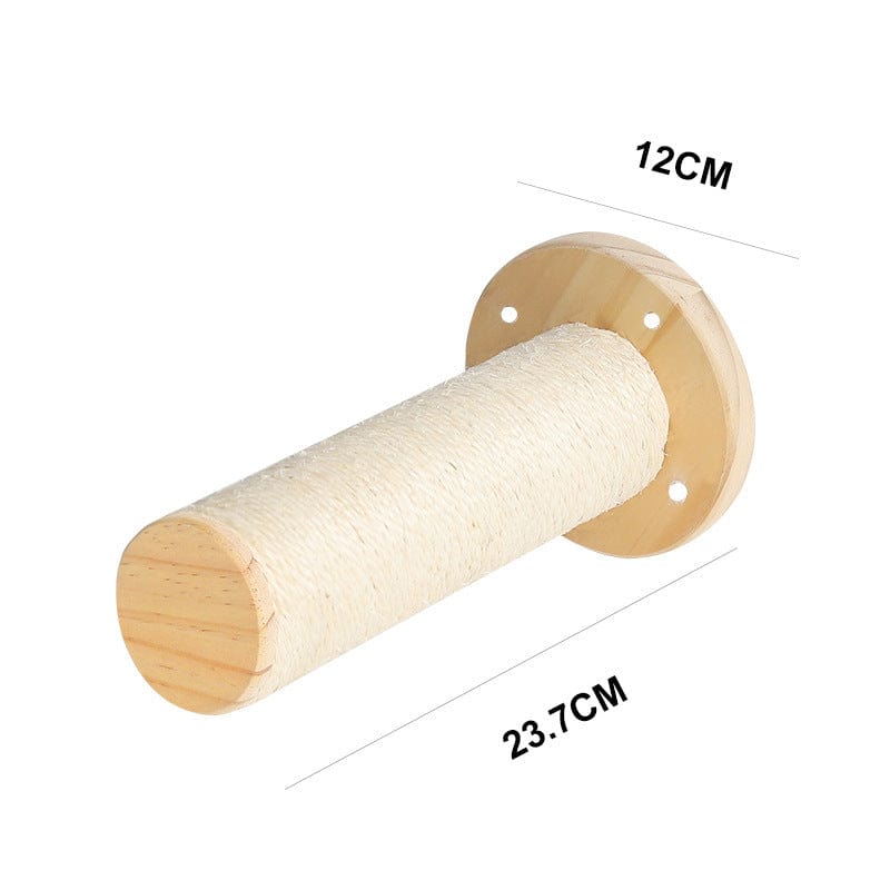 Colonne en sisal pour chat en bois massif, dimensions 12CM x 23.7CM, idéale pour l'entretien des griffes.