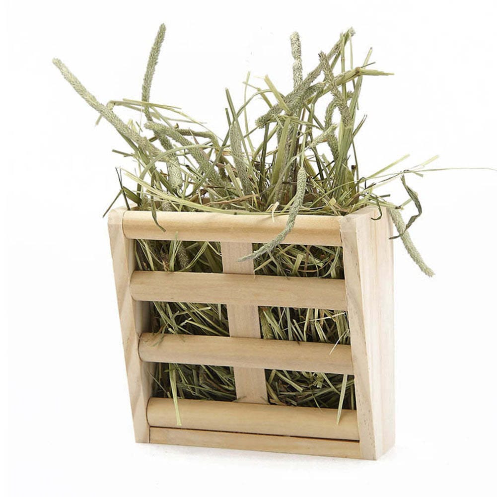 Râtelier en Bois et Boîte à Nourriture pour Lapin et Chinchilla