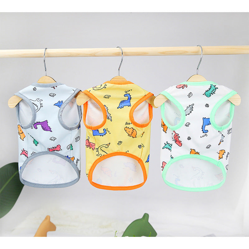 Vêtements pour chiens colorés : tee-shirts en coton pour animaux, parfaits pour le printemps et l'été.