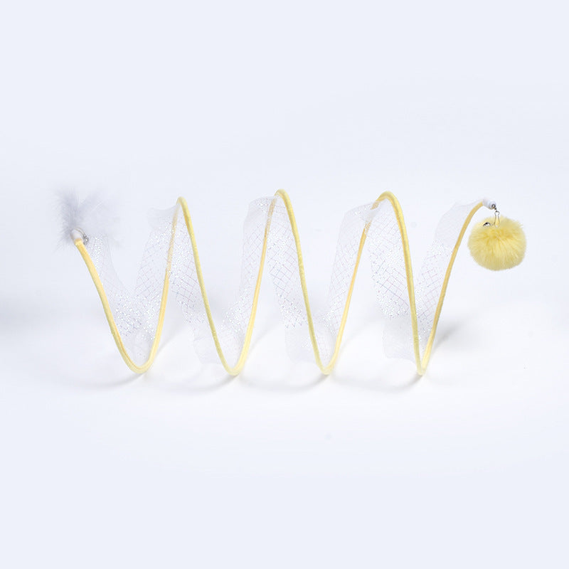 Jouet Tunnel pour Chat Pliable en S avec Rangement