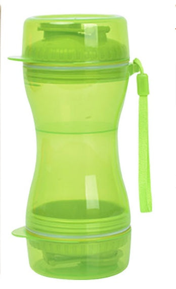 Tasse double usage vert pour eau et nourriture animaux, pratique et durable pour les repas des animaux de compagnie.