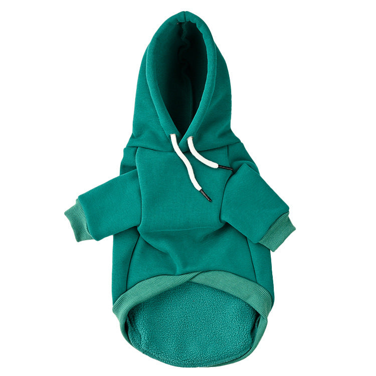 Sweat à capuche pour chien en coton vert, confortable et décontracté, parfait pour tous les temps.