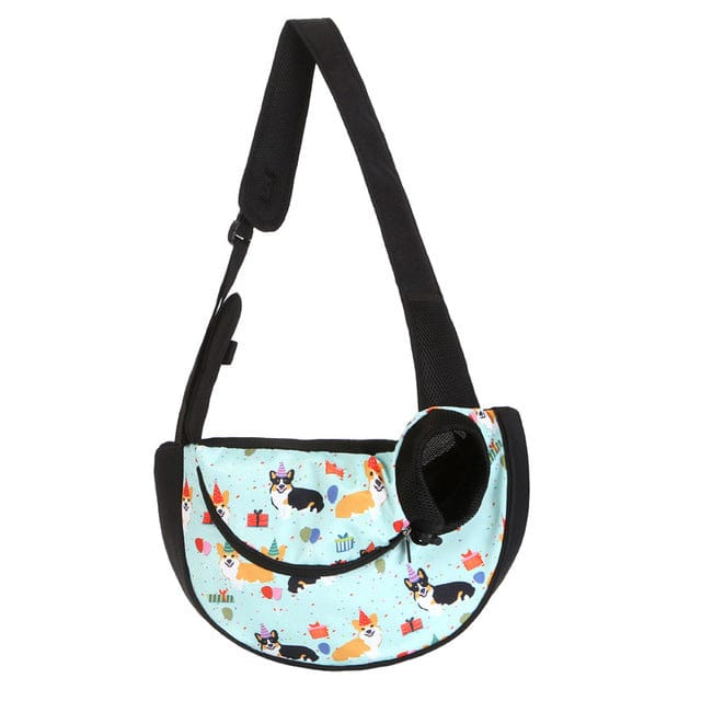Sac à bandoulière pour chiots léger et respirant, décoré de motifs de chiens, idéal pour voyager avec votre compagnon.