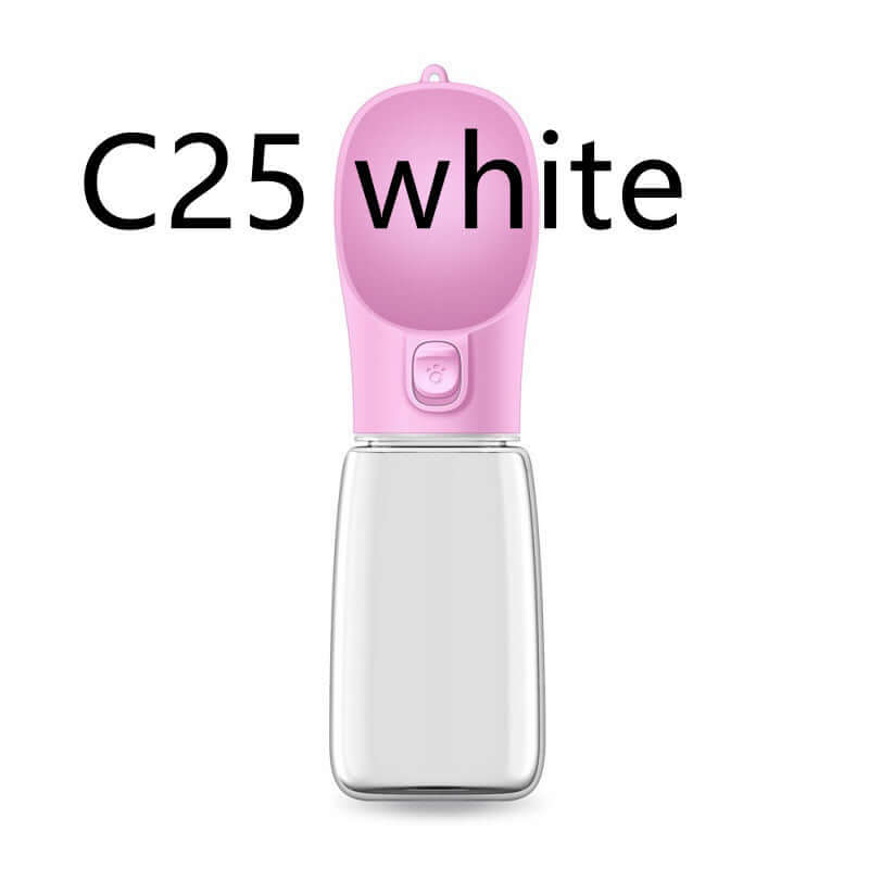 Gourde portable pour chien C25 blanche avec bouton, parfaite pour hydrater vos animaux en balade.