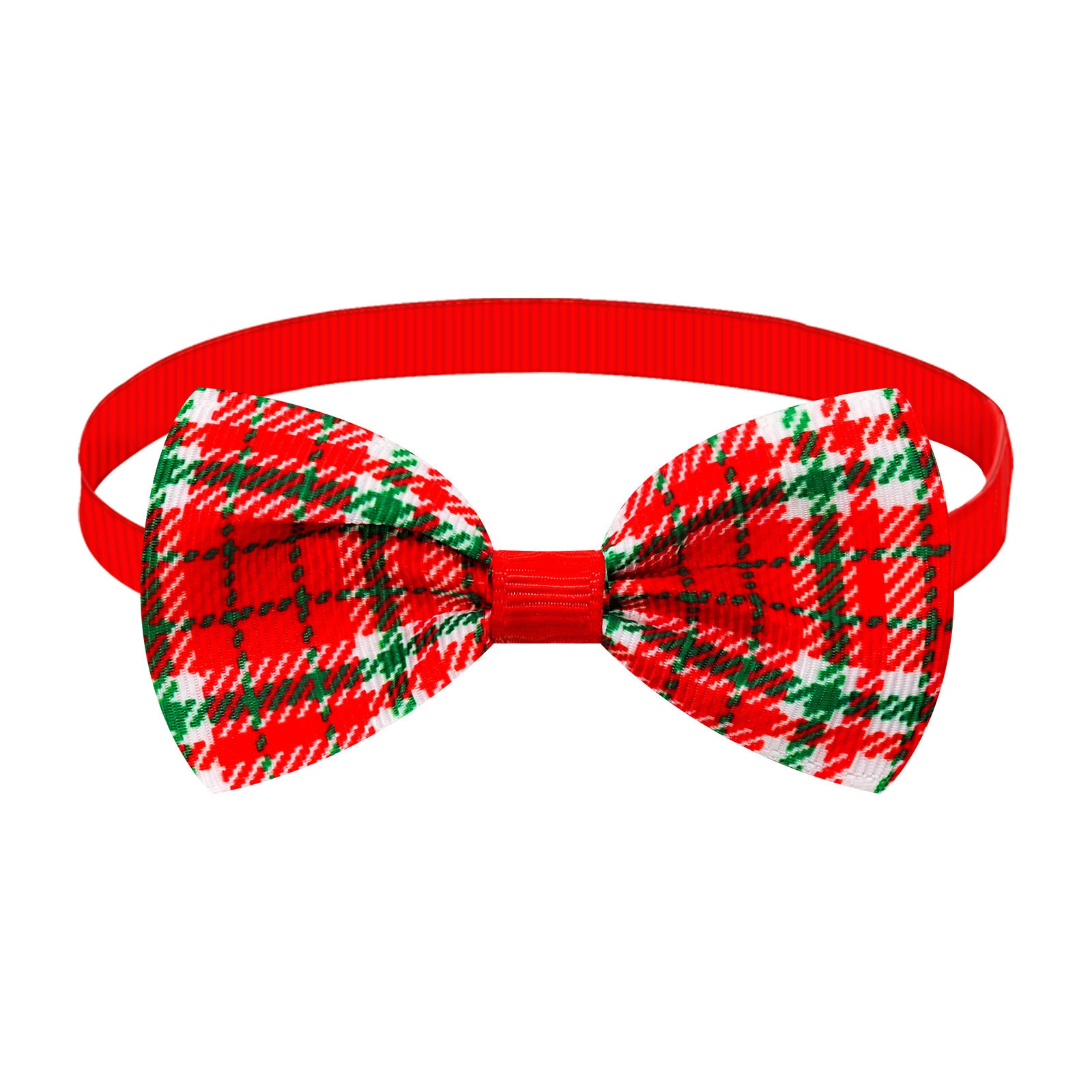 Nœud papillon à rayures plaid de Noël rouge et vert pour chien et chat, accessoire stylé pour animaux.