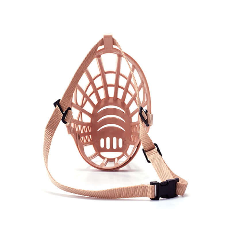 Muselière en polypropylène pour chien, anti-morsure et anti-aboiement, couleur rose, design élégant.