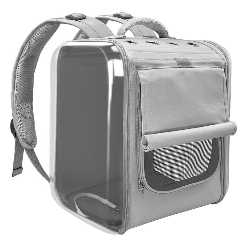 Sac à dos de transport pour chat en forme de capsule spatiale avec design transparent et rembourrage confortable.