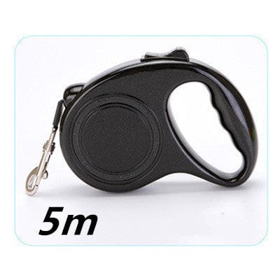 Laisse télescopique automatique pour animaux de compagnie, 5m, design ergonomique, sécurité et confort.