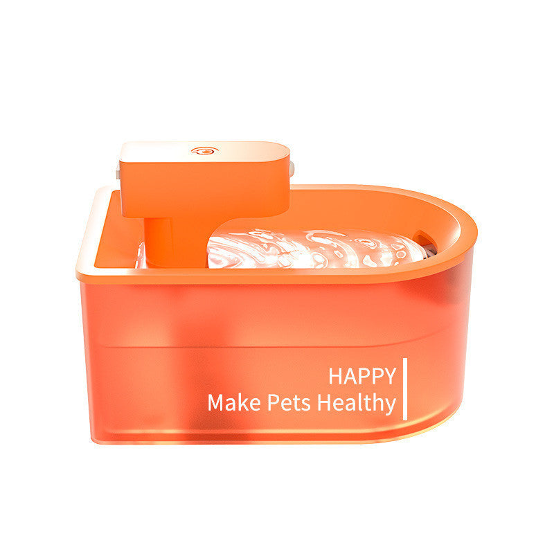 Distributeur d'eau pour animaux en orange, favorisant l'hydratation des chiens et chats avec design moderne.