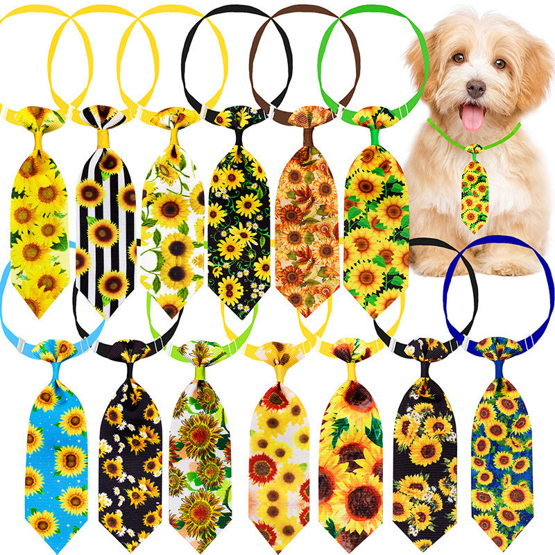 Cravate pour animal de compagnie en motif tournesol, parfaite pour égayer l'été de votre chien.
