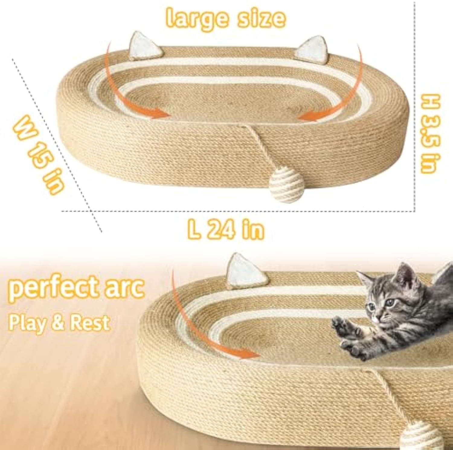 Lit Grattage 3 en 1 pour Chats en Sisal