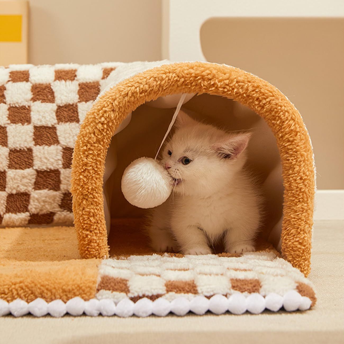 Lit Tunnel 2 en 1 pour Chiens et Chats en Peluche