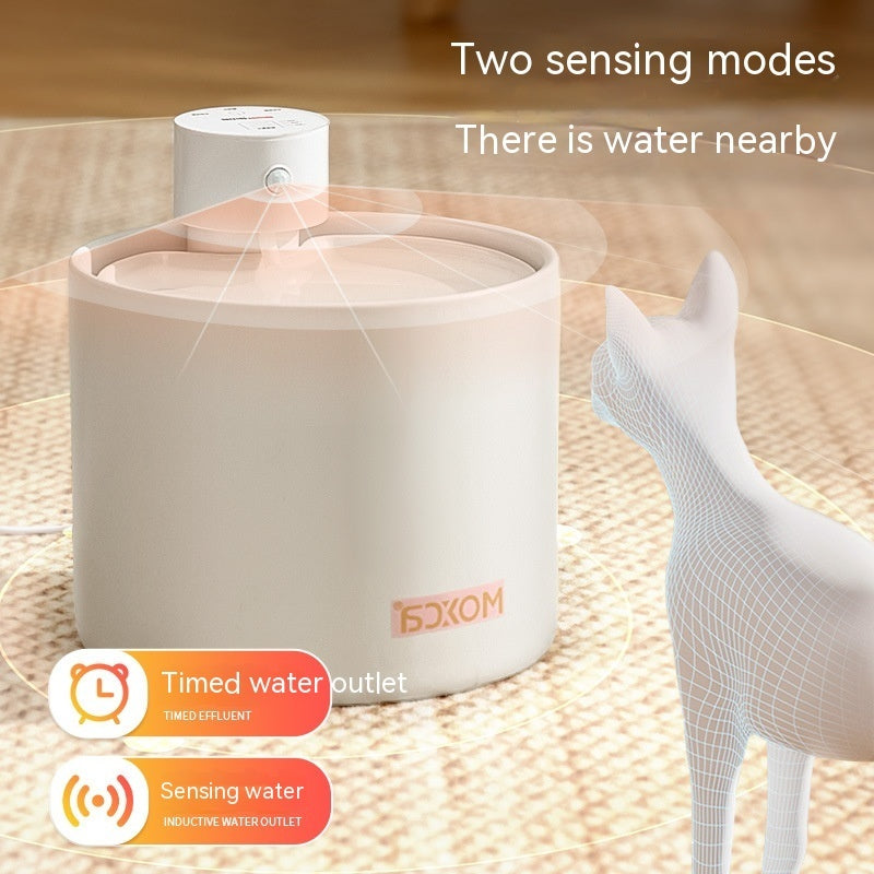 Distributeur d'eau intelligent pour chats avec modes de détection d'eau et design en céramique.
