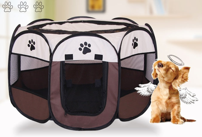 Clôture octogonale pliante pour animaux, idéale pour chiens et chats, en tissu Oxford durable et imperméable.