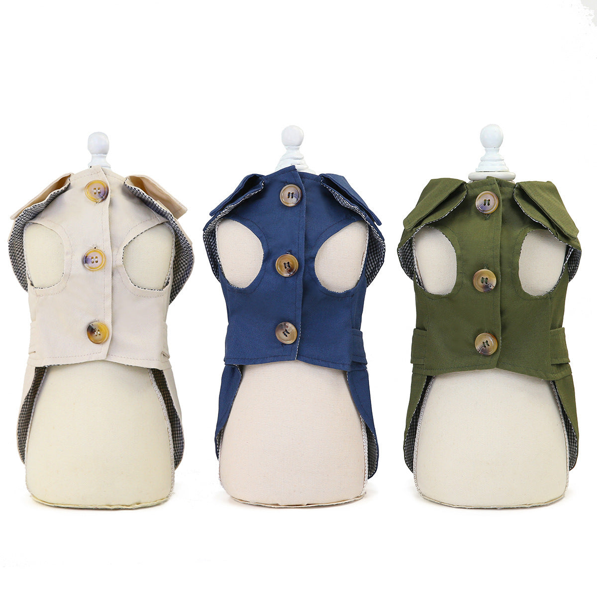 Veste coupe-vent trois couleurs pour chiens, style chic et confort pour l'automne et l'hiver.