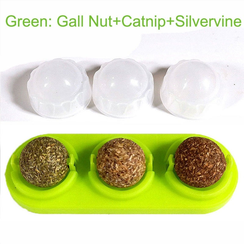Lot de 3 Boules à Lick Auto-adhésives au Nepeta pour Chats