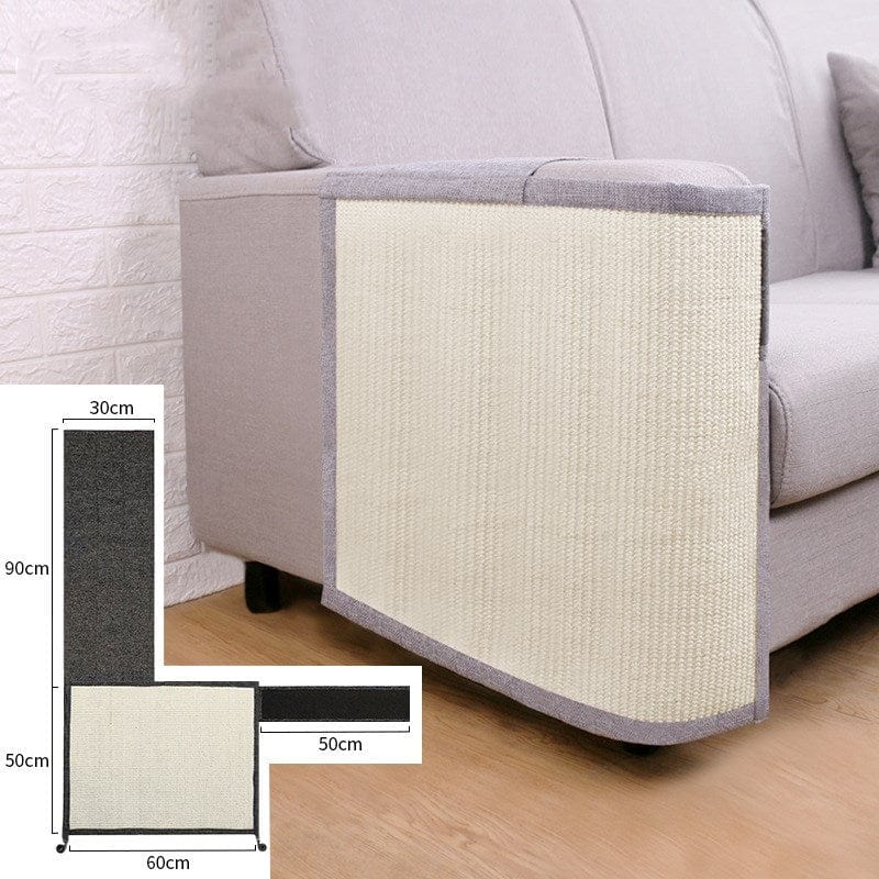 Grattateur pour chats en coton et lin, protégeant les meubles contre les égratignures, style moderne et durable.