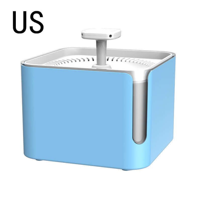 Fontaine à eau automatique bleue 3L pour chats et chiens, avec filtration circulaire innovante.