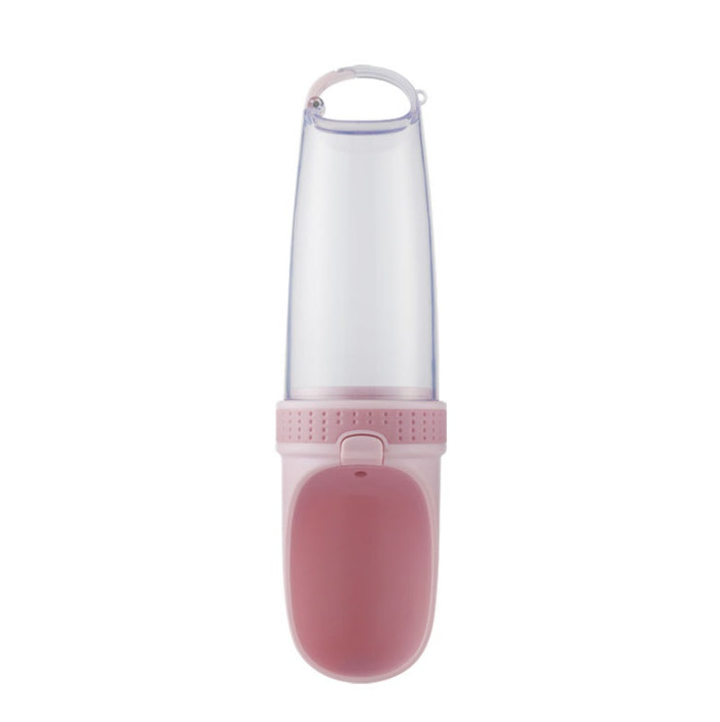 Tasse d'accompagnement pour animaux de compagnie en plastique rose, légère et durable, idéale pour les propriétaires d'animaux.