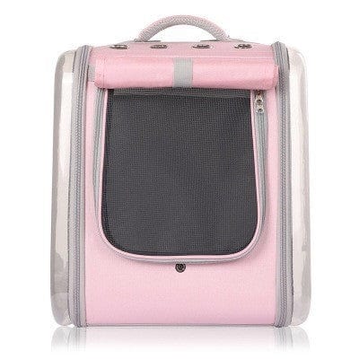 Sac à dos portable pour chat en polyester de haute qualité, couleur rose, idéal pour le transport d'animaux.