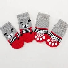 Chaussettes en coton pour animaux, avec imprimé patte et design coloré, confort et chaleur pour vos compagnons.