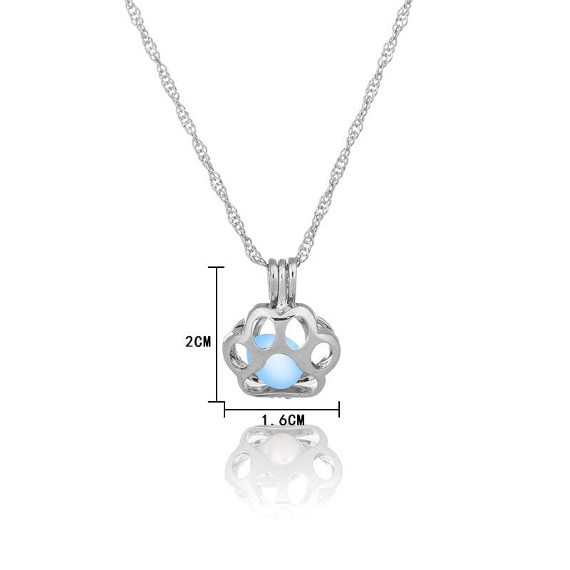 Collier lumineux animal en forme de patte avec pendentif bleu, parfait pour les amoureux des animaux.