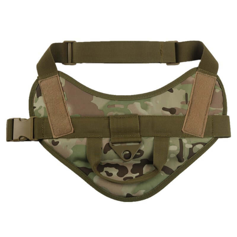 Gilet de Combat Tactique pour Chien en camouflage, léger et robuste pour l'entraînement et les aventures.