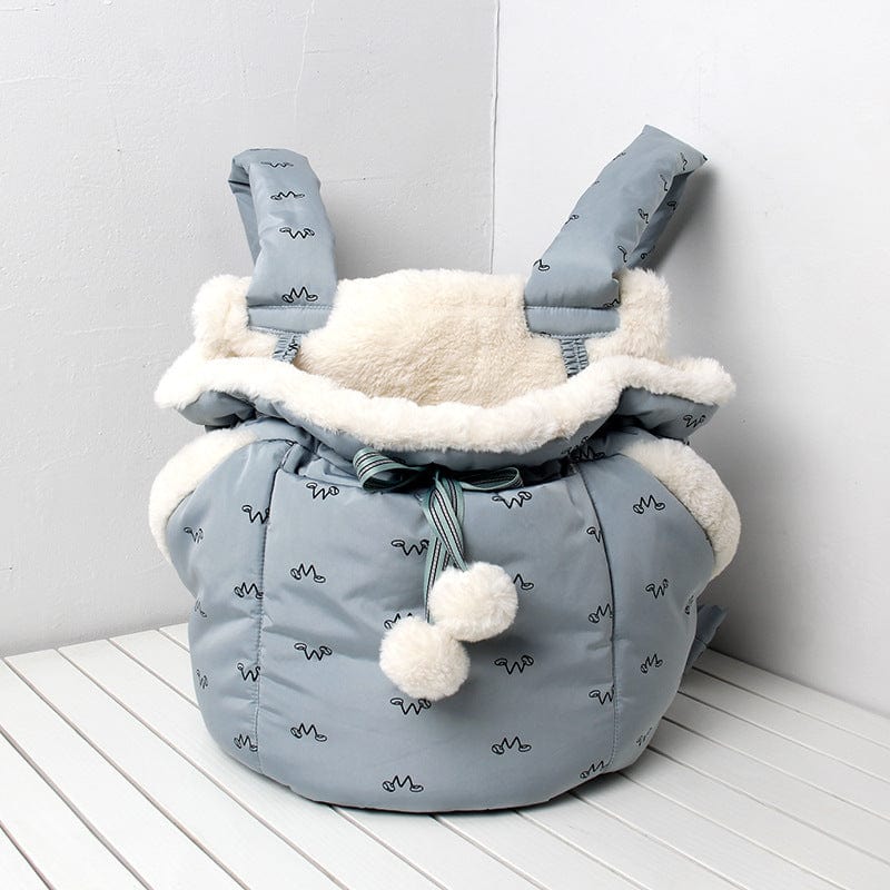 Sac à dos de transport pour animaux en laine et flanelle, parfait pour l'hiver et les voyages avec votre animal.