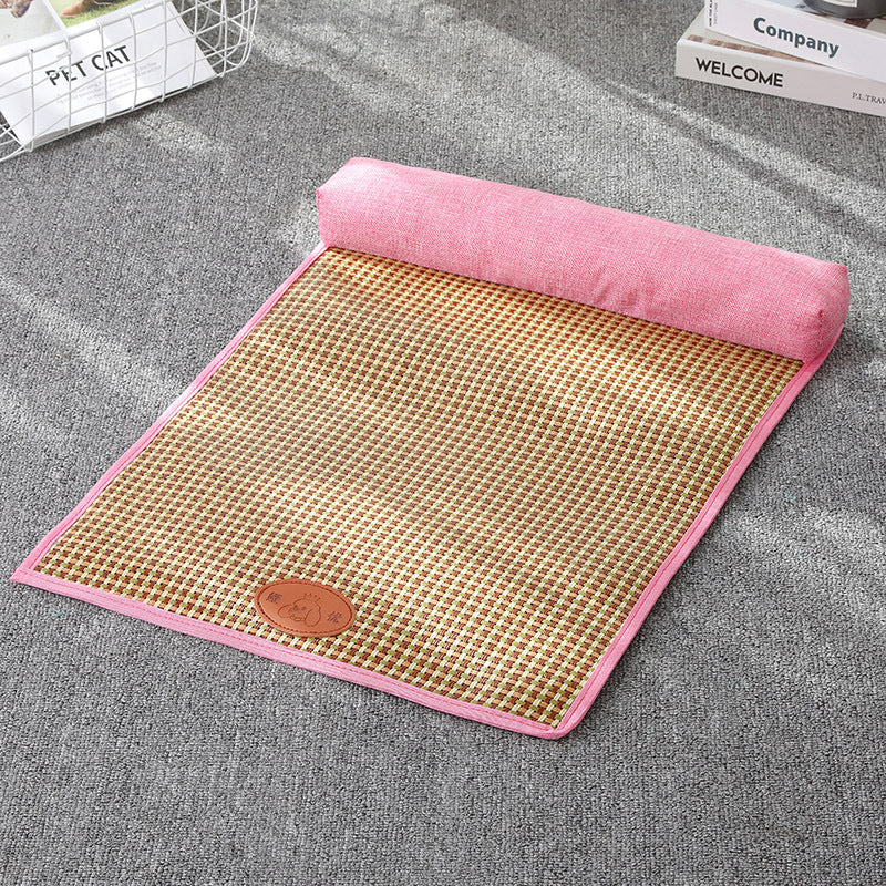 Tapis d'été pour animaux de compagnie en rattan