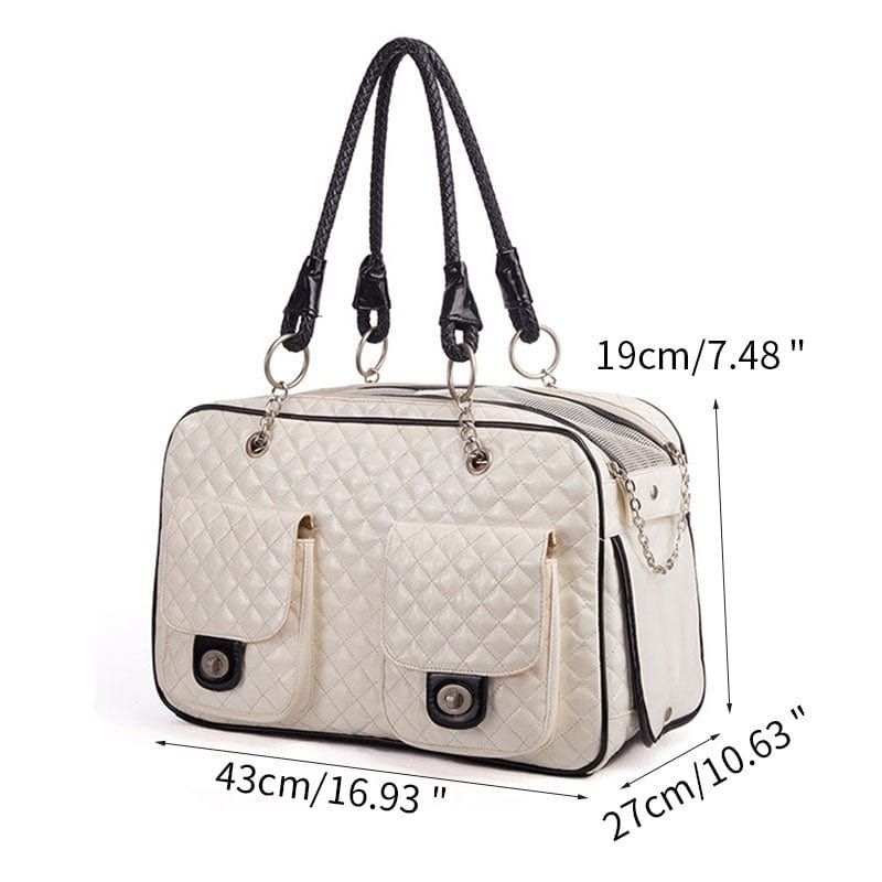 Sac à dos portable pour animaux, léger et robuste, avec poches pratiques, dimensions 43x27x19 cm.