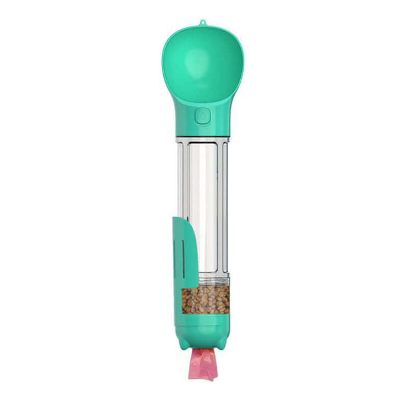 Bouteille d'eau multifonctionnelle pour animaux, couleur verte, idéale pour hydrater les chiens actifs lors des promenades.