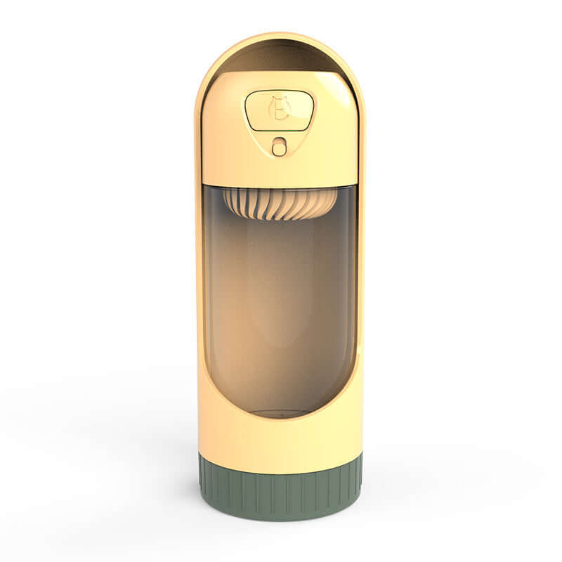 Distributeur d'eau automatique pour animaux, design moderne, capacité 300 ml, couleur jaune, idéal pour petits animaux.