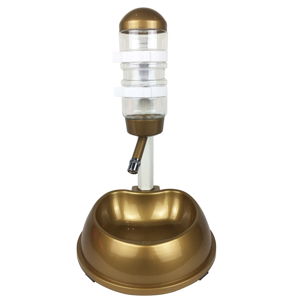 Distributeur automatique d'eau pour animaux en plastique PP, robinet en acier inoxydable, base dorée, idéal pour chiens et chats.