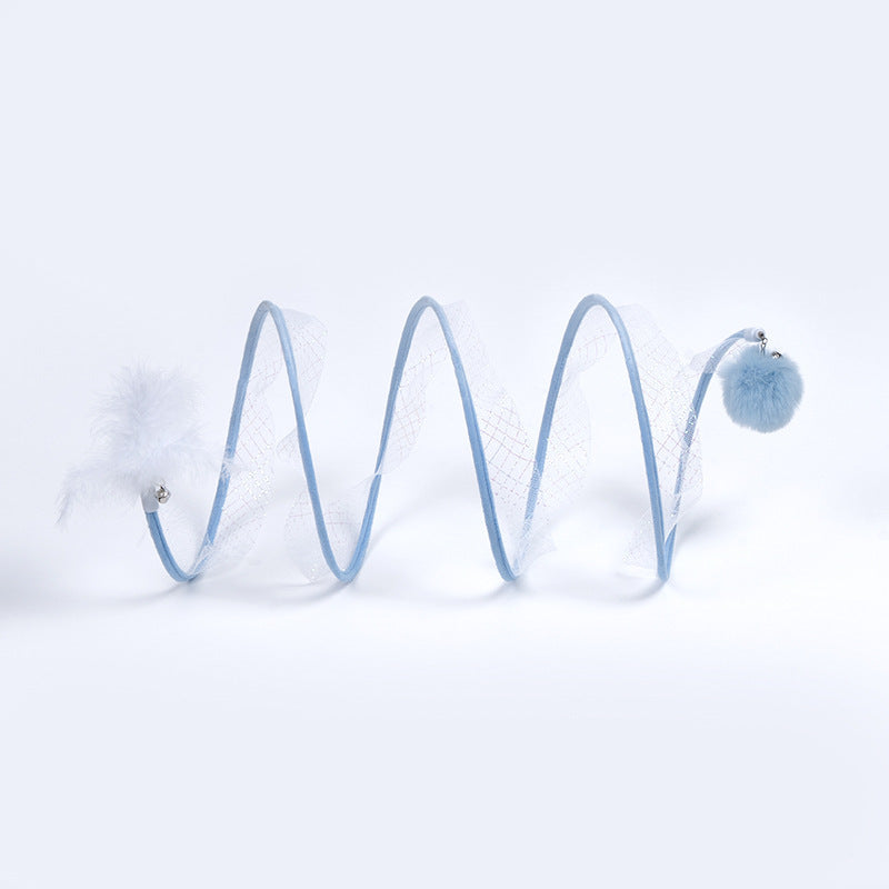 Jouet Tunnel pour Chat Pliable en S avec Rangement