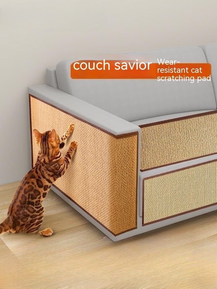 Protection de Canapé Anti-Rayures pour Chats avec chat griffant le coussin en bambou.