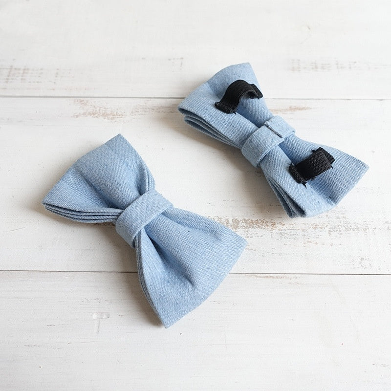 Nœud papillon double couche pour chien bleu en polyester, élégant et confortable pour toutes les occasions.