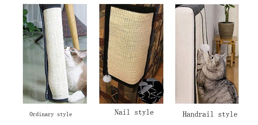 Options de tapis de protection pour chats : style ordinaire, style ongles, style main.