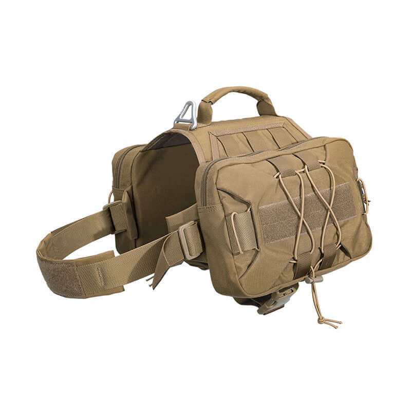 Sac à Dos Tactique pour Chien dg121 en nylon 1000D, idéal pour randonnées et sorties en ville.