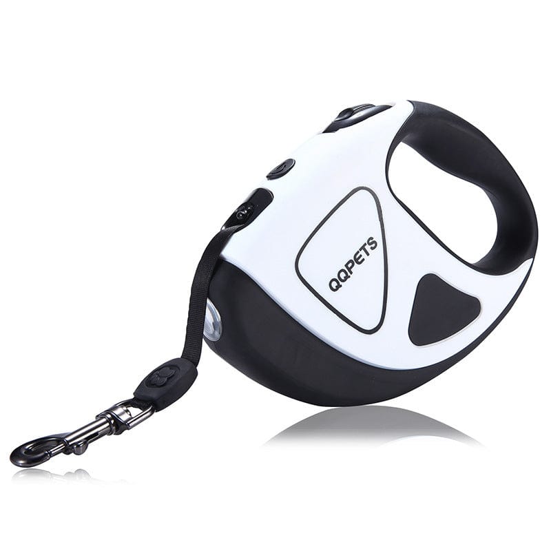 Laisse rétractable automatique pour chien avec LED de sécurité, poignée en caoutchouc pour un confort optimal.