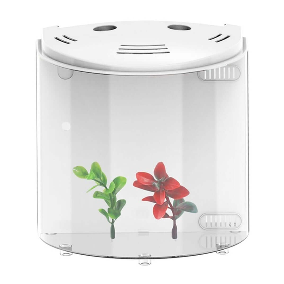 Aquarium écologique en acrylique avec plantes décoratives, idéal pour les passionnés de poissons et les aquariums modernes.