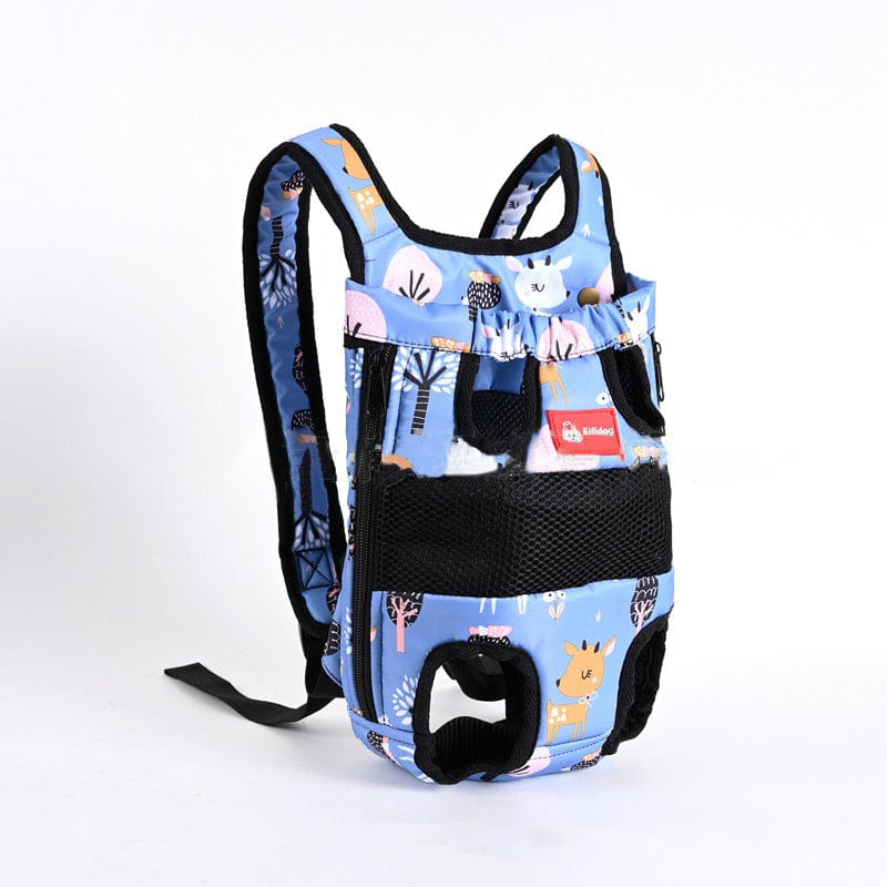 Sac à dos pour animaux de compagnie en nylon avec motifs amusants et accès sécurisé.