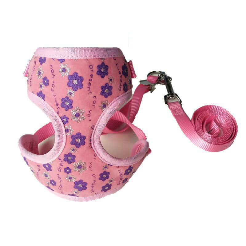Laisse pour petit chien avec motif floral en polyester, idéale pour York, Pug et Chihuahua.