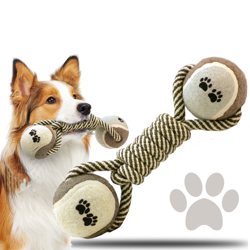 Jouet pour Chien en Corde de Coton - Haltère Tennis